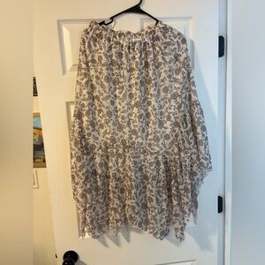 Altar'd State Asymmetrical Skirt in Cream and Brown Floral